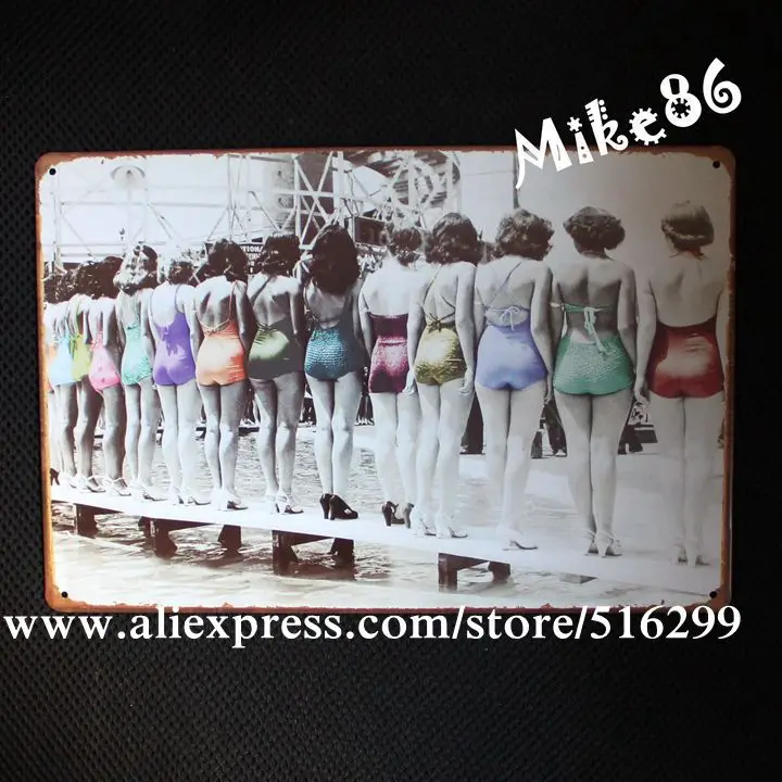 [Mike86] бикини для женщин жестяная вывеска ретро настенная доска антикварная