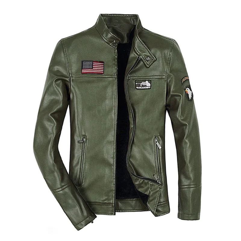 Новинка мужская кожаная куртка пальто 5XL 6XL пилот с воротником стойкой из