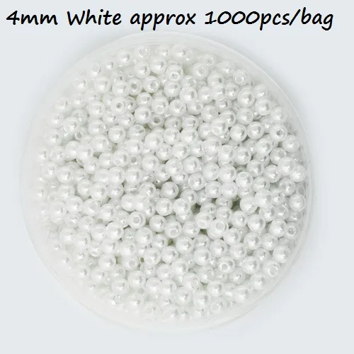 4mm White 1000pcs 4/6/8/10/12/14/16/18/20 мм отверстие 2 мм белого цвета и цвета слоновой кости, с жемчугом искусственные круглые бусины ABS для бижутерии, материал для рукоделия серьги с подвесками решений - Цвет: 4mm White 1000pcs