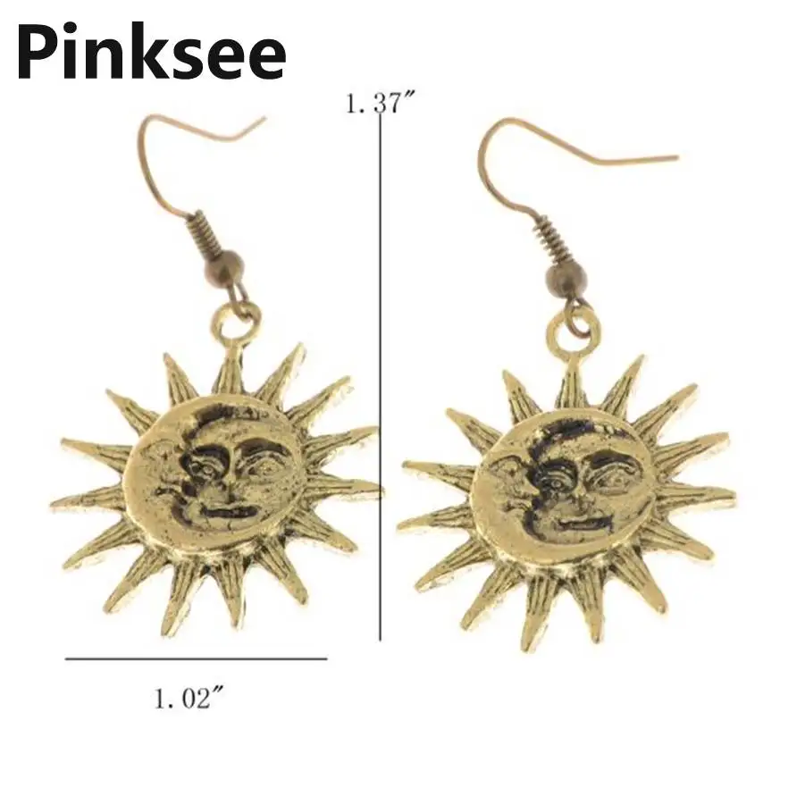 Fashion Dangle Drop Earrings Retro Vintage Sun Moon Pendant for Women Brincos Jewelry Accessories | Украшения и аксессуары