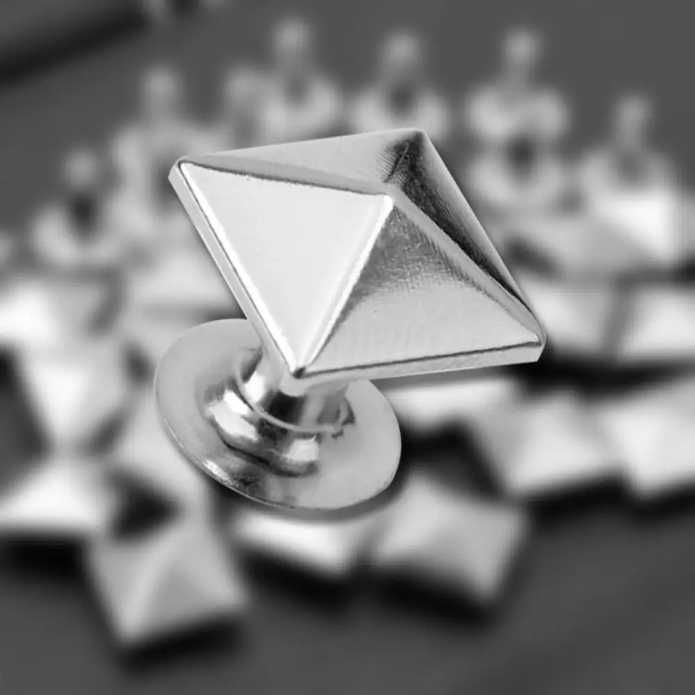 Новинка 100 шт. серебристые заклепки в виде пирамиды стиле рок панк открытые 9*9 мм