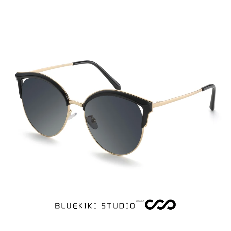 Женские винтажные солнцезащитные очки KIKI Cat Eye поляризационные черного цвета в