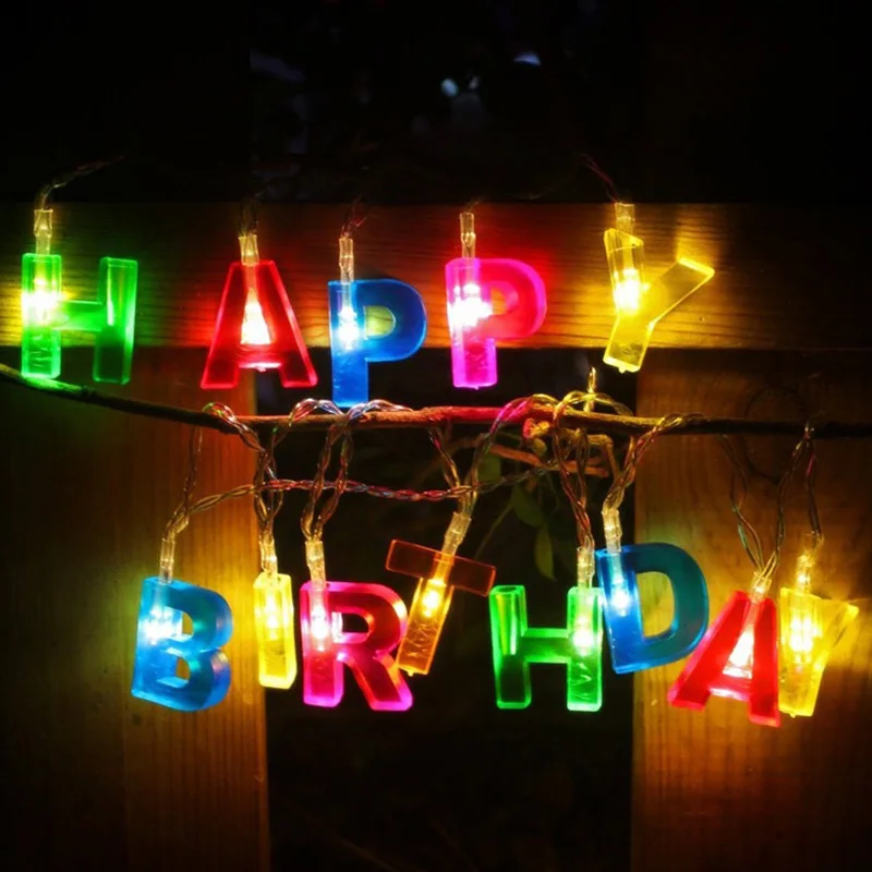 

Chicinlife 1Set Happy Birthday Letter Shaped String LED Light Baby Shower Birthday Party Indoor Home Kids Favors Decor Supplies