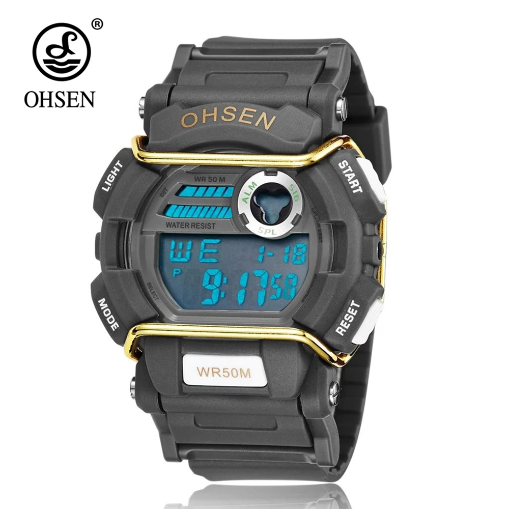 OHSEN Брендовые мужские кварцевые спортивные деловые наручные часы с резиновой