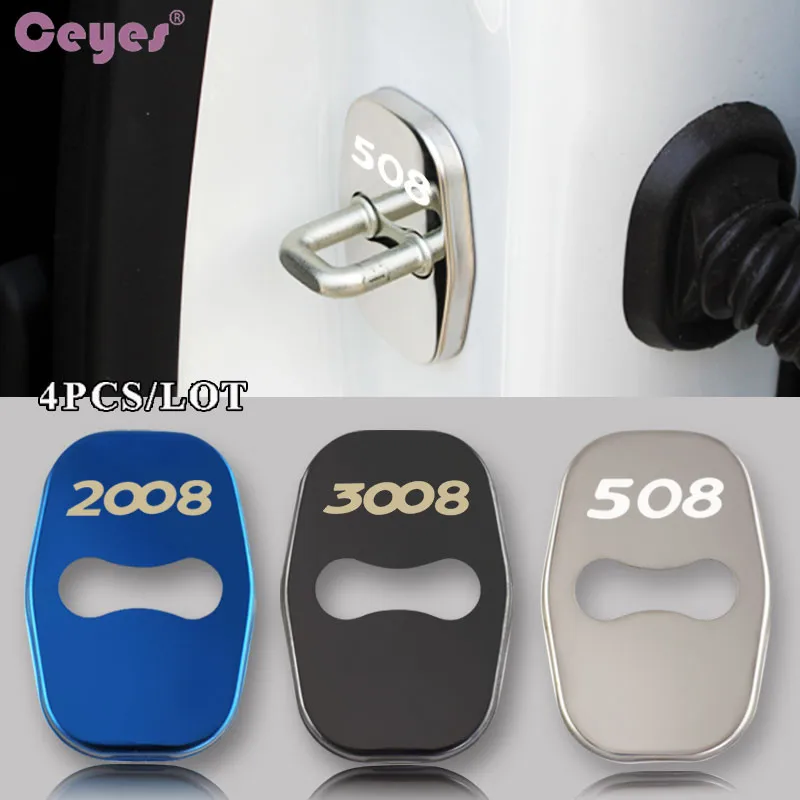 

Ceyes Car Styling 4pcs Auto Door Lock Plastic Cover Case For Peugeot 2008 3008 208 308 408 508 Car Badge Accessories Car-Styling