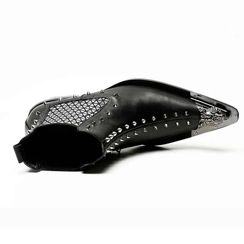 Большие размеры Черная мужская обувь ручной работы с острым носком и