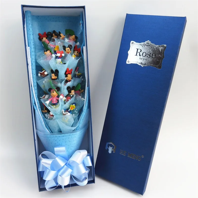 with box Cartoon mouse action figure toys fashion doll kawaii bouquet gift box creative Graduation/Birthday/Valentine gifts - Цвет: with box