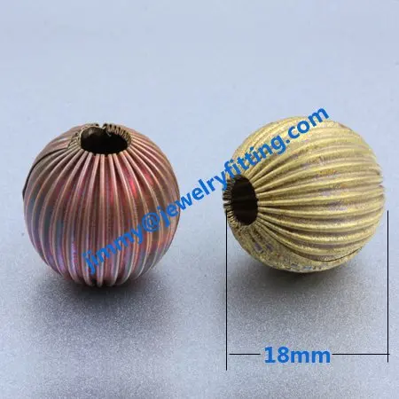 jewelry findings wholesale18 mm corrugate beads round shape Raw brass spacer beads