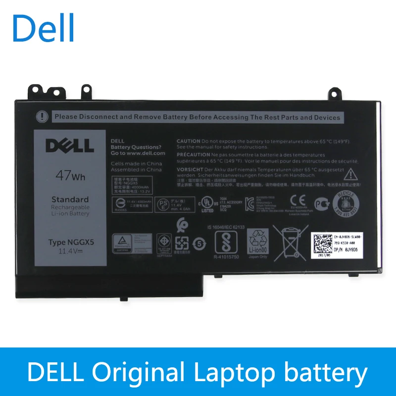 Оригинальный аккумулятор для ноутбука Dell Latitude E5270 E5470 M3510 E5570 E5550 RDRH9 11 4 V 47wh NGGX5 |