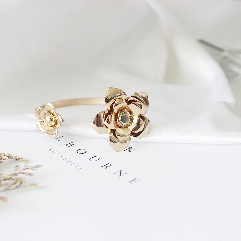 European and American Fashion Flowers Metal Stainless Steel Chain Bracelet Women's Valentine's Day Party Gifts | Украшения и