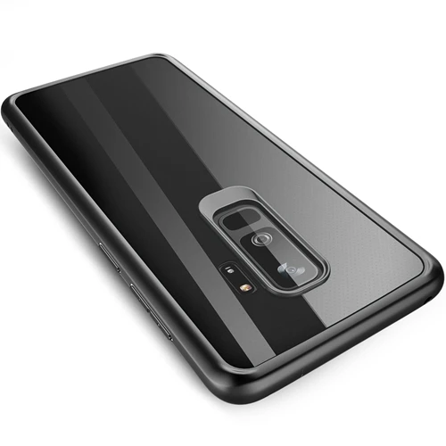 Тонкий чехол для Galaxy S9, ROCK TPU+ PC противоударный чехол для телефона для samsung Galaxy S9 plus прозрачная задняя крышка для s9+ оболочка - Цвет: Black