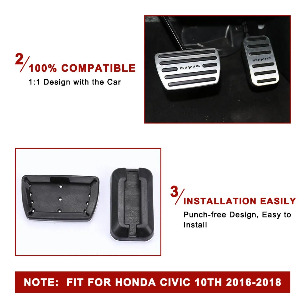 Для Honda Civic 10th 2016 2017 2018 алюминиевый акселератор газовая педаль тормоза