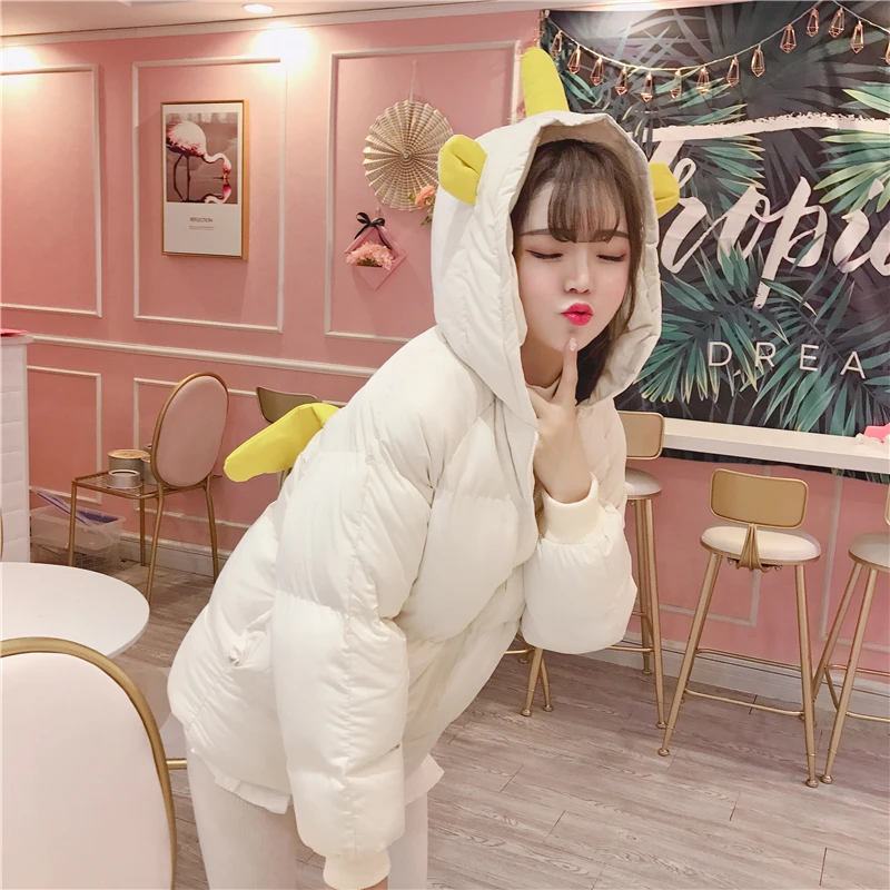 Princess sweet lolita parkas Super cute little yellow duck with flying wings fashion and adorable slim XH053 Женская одежда