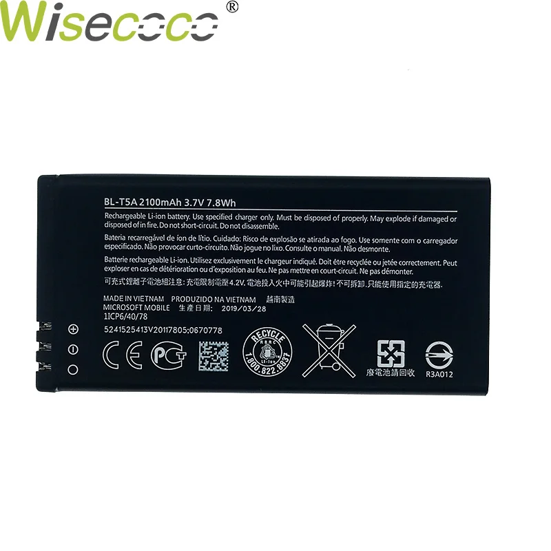 Original Wisecoco 2100/3250 мАч BL-T5A аккумулятор для Nokia microsoft Lumia 550 730 735 738 RM1038 RM1040 телефон с трековым кодом - Цвет: Original