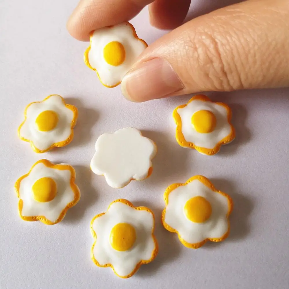 8 шт. Diy полимерное жареное яйцо 1:12 белое кабошон с плоской задней поверхностью