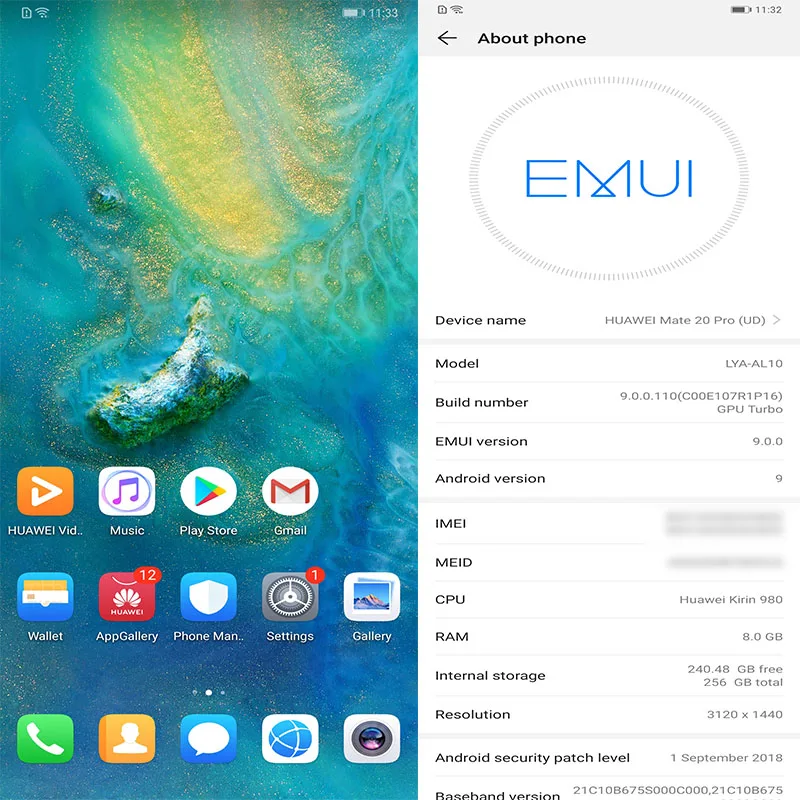 Оригинальный мобильный телефон huawei mate 20 Pro 6 39 дюймов OLED 2 K ГБ 128 Kirin 980 четыре ядра 40