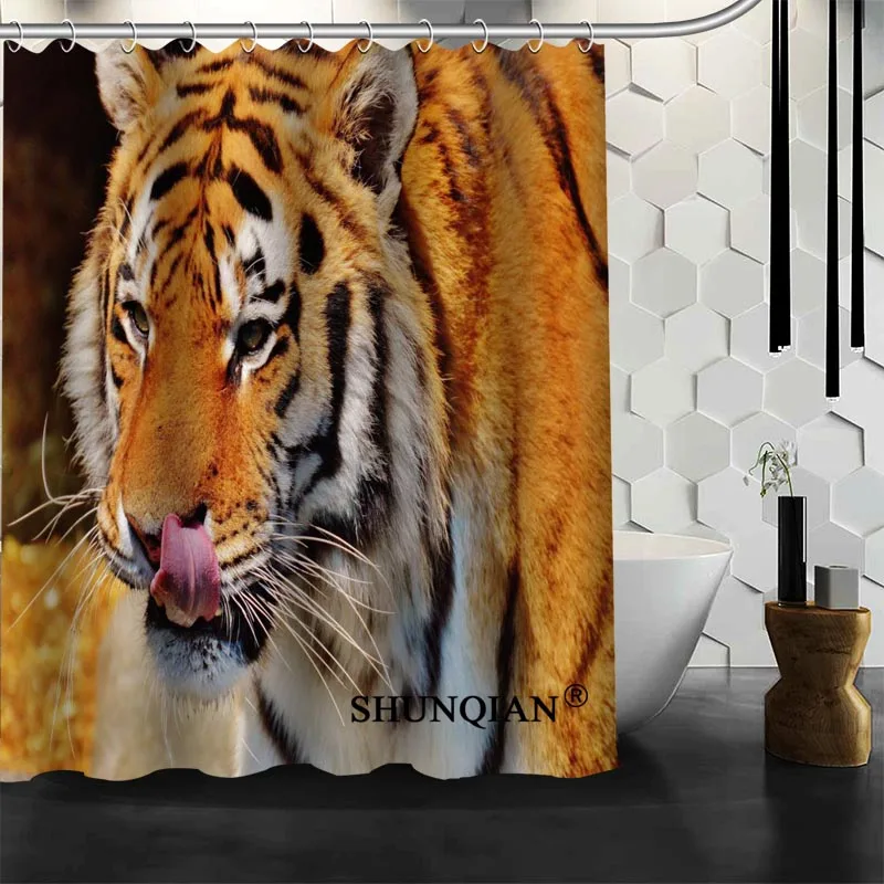 ShunQian Tiger Shower Curtain Funny For Bathroom Waterproof Polyester Fabric Eco-Friendly 2020 Bath Gift | Дом и сад