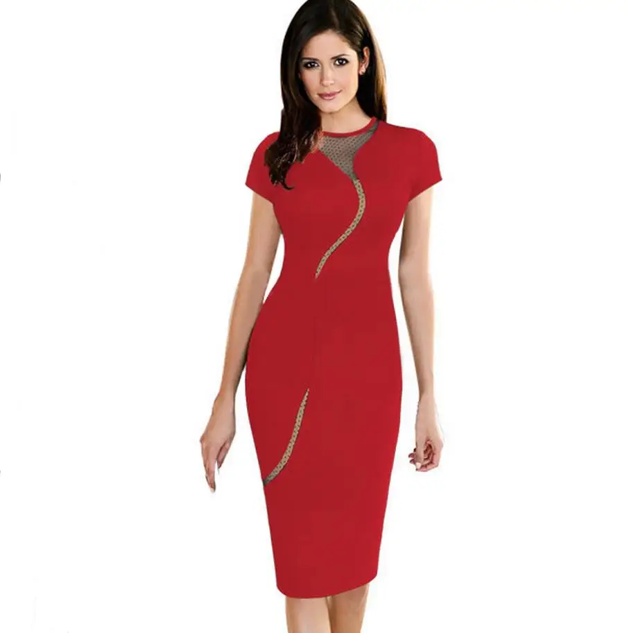 Женское платье карандаш облегающее черное с сеточкой на молнии сзади|dresses for big