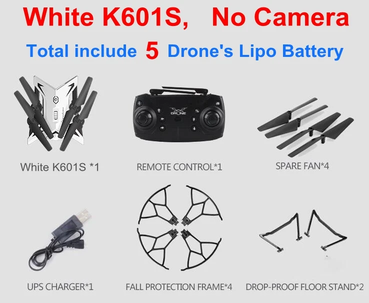 White 601S No Cam 5B XKY K601S обновленная большая батарея RC складной селфи Дрон Квадрокоптер вертолет с HD 5mp Wifi Fpv Камера авто возврат VS xs809hw - Цвет: White 601S No Cam 5B