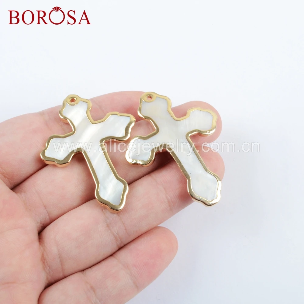 BOROSA 8 шт. натуральный белый корпус ювелирное изделие крестообразная форма