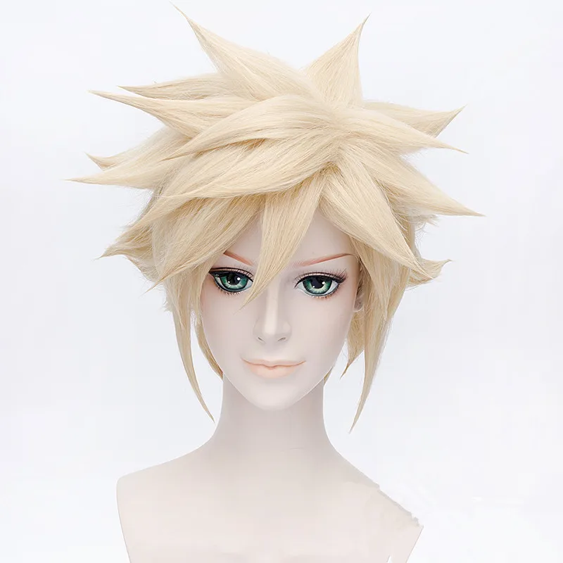 Light golden Аниме FF15 FINAL FANTASY 7 Cloud Strife косплей парик Хэллоуин, вечерние, сцена, играть короткие волосы светло-золотой высокое качество - Цвет: Light golden