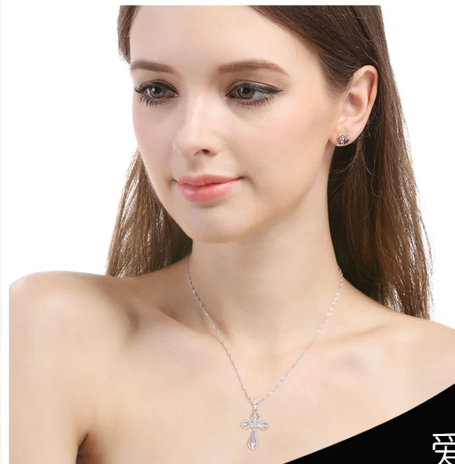 YJ001045 Fashion Zircon-inlaid Hanging Clavicle Chain Personal Accessories for Men and Women Jewelry S925 Silver Cross Pendant | Украшения