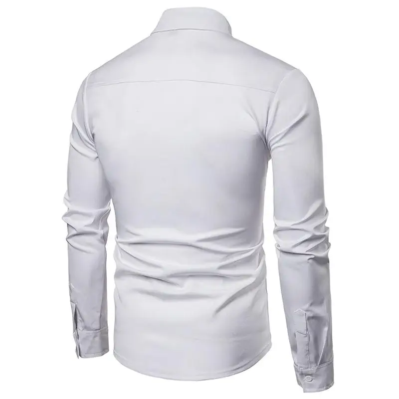 Мужская рубашка с длинным рукавом черная или белая золотым цветком 2019 | одежда