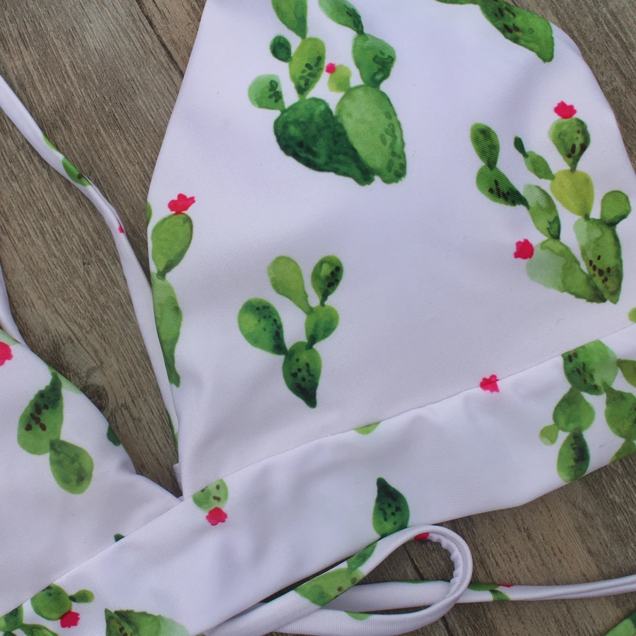 ZMTREE бандажный купальник комплект бикини с пуш ап принтом кактуса купальный