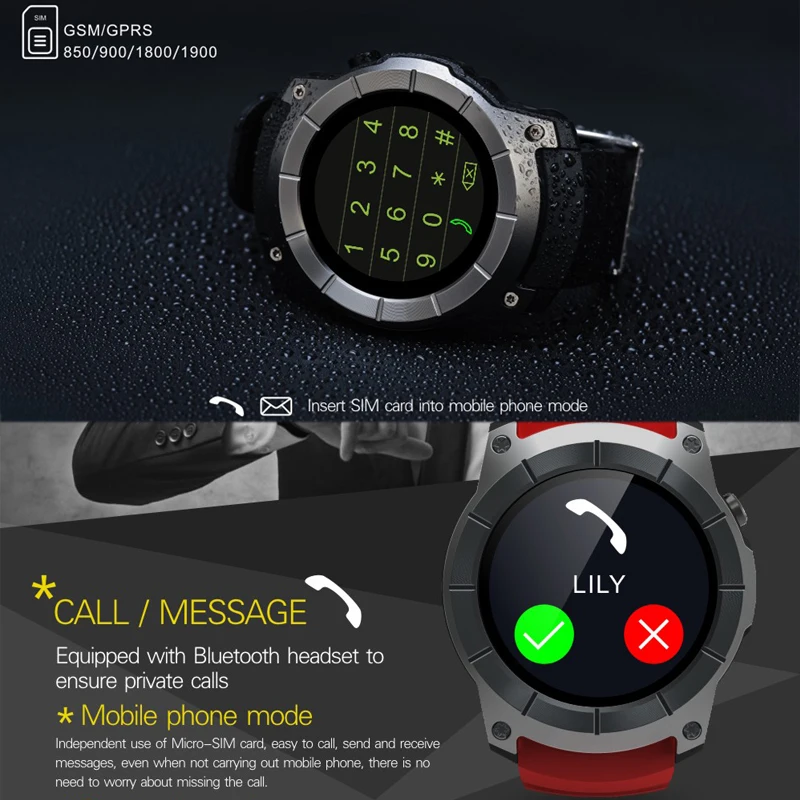 GPS Smart Watch Sport браслет SIM карты сенсорный Экран Смарт-часы с функцией набора для