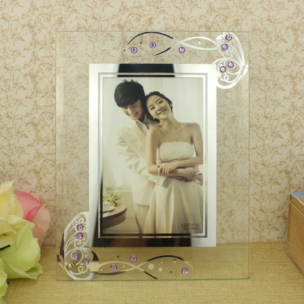 Стеклянная фоторамка в форме бабочки настольная подставка из оргстекла для фото