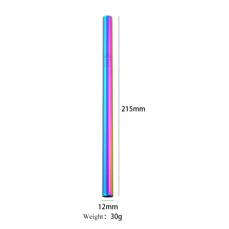 

400pcs 215*12mm Stainless Steel Straw 5 Colors Metal Colorful Drinking Reusable Straight Large Straws For Juice Coffee