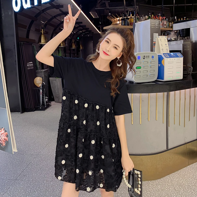 2019 New Arrive Maternity Dress Woman Summer Cute Dot Large Size Dresses Pregnant Clothing MD-01070 | Мать и ребенок