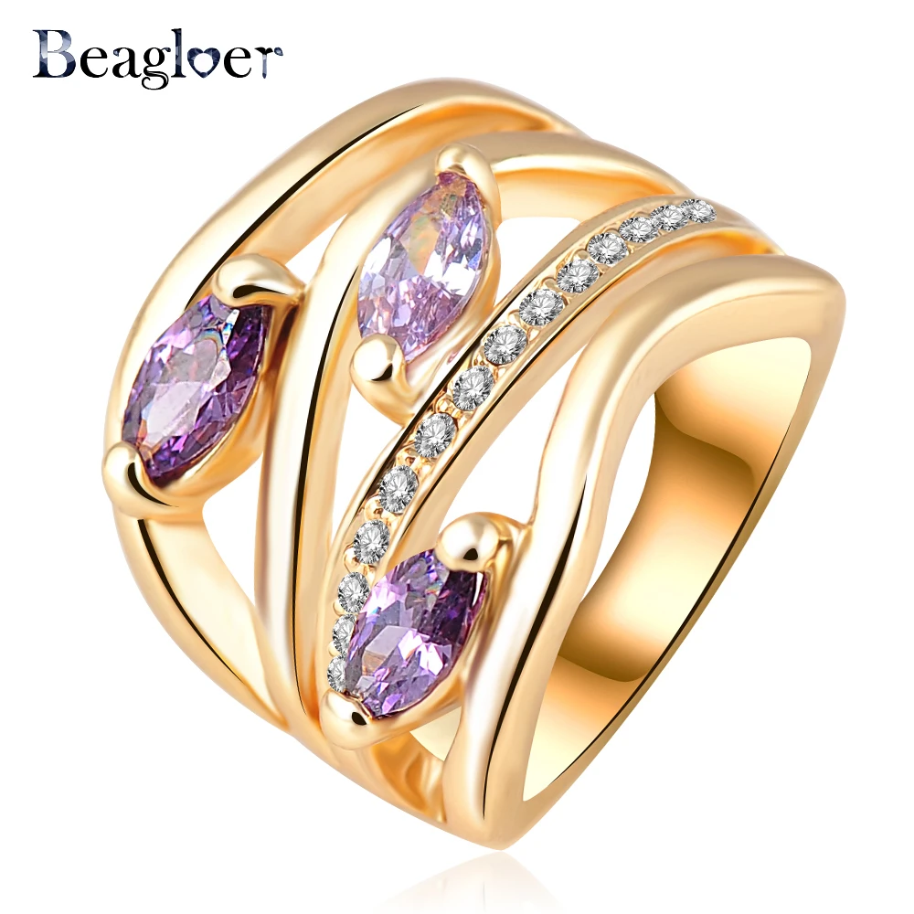 Beagloer Новые Уникальные Многослойные обручальные кольца из натурального золота