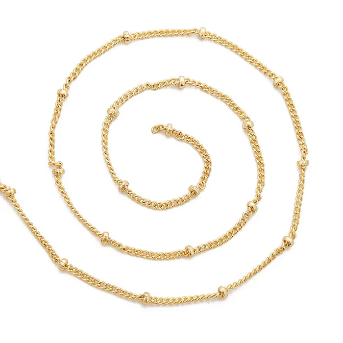 kc gold LOULEUR 5 метров Толщина 1,2 мм медные витые цепочки диаметром 2 мм бусины Rhoduium KC золотого цвета Diy ювелирных изделий - Цвет: kc gold