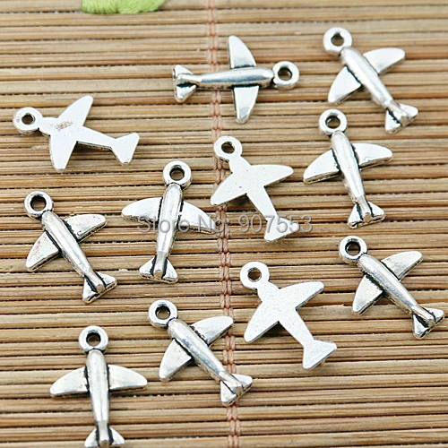 

80pcs tibetan silver tone airplane design charms EF1701