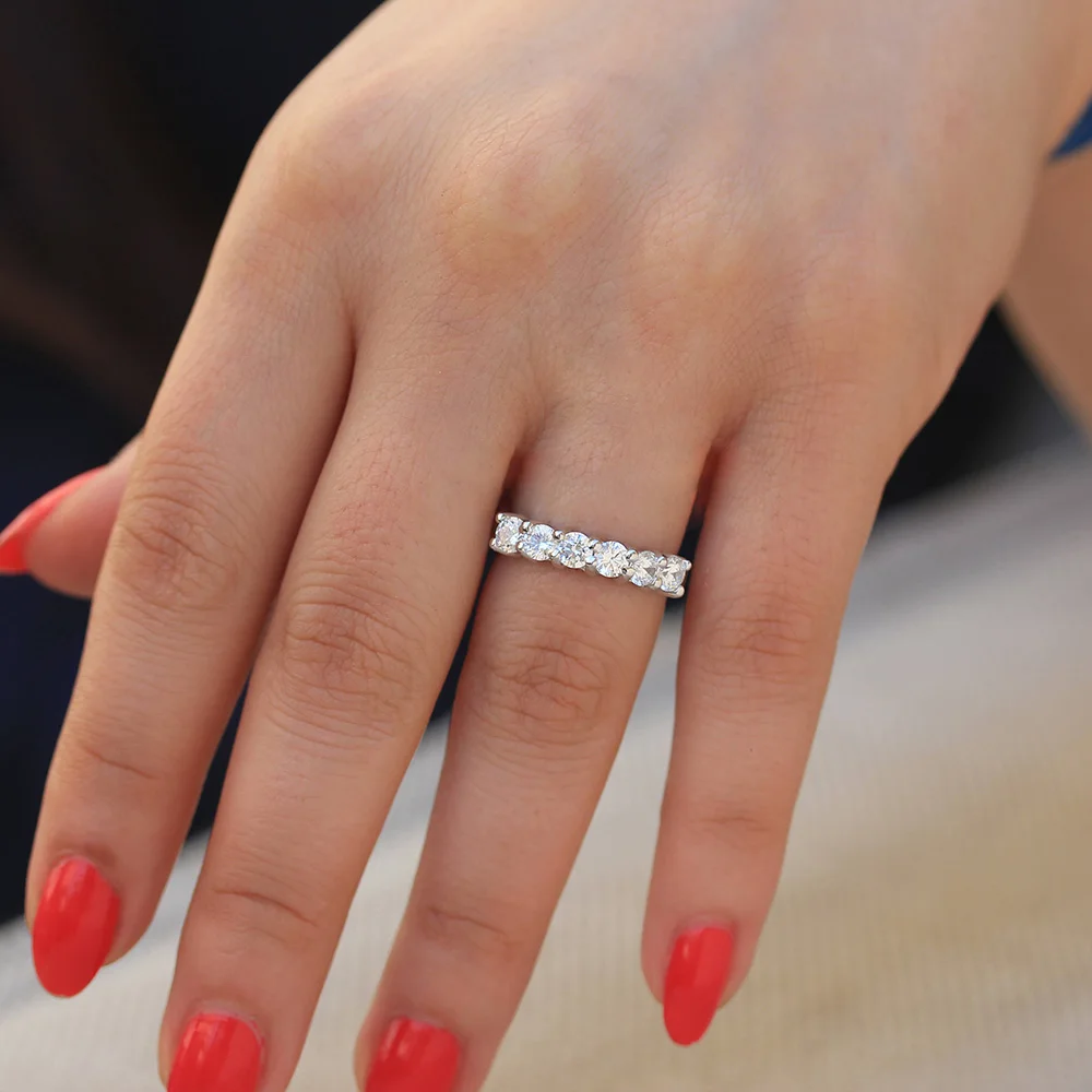 1.2ctw 3,5 мм DF круглая огранка обручальное и Свадебное Moissanite искусственный бриллиант кольцо для браслета твердая натуральная 14 K 585 Белое золото для женщин
