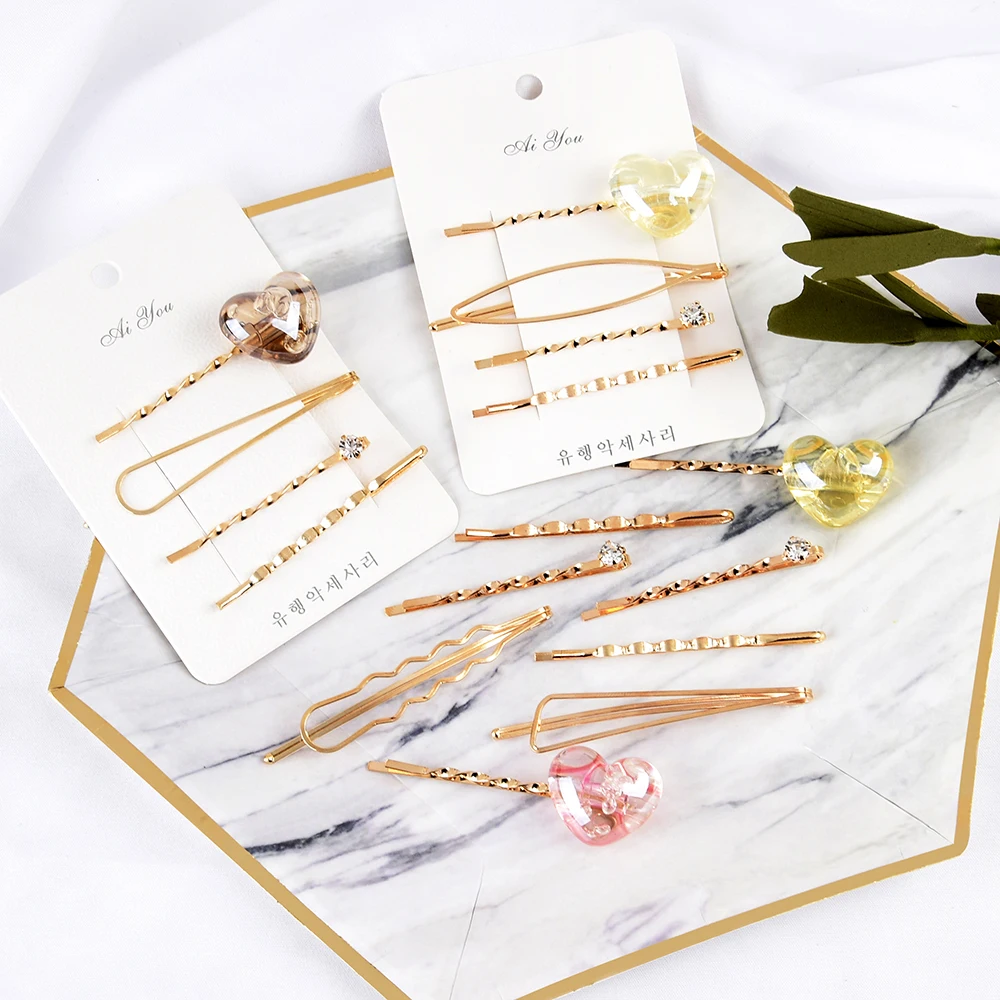 4 шт./компл. модная модель в стиле любящее сердце кубический циркон заколка для