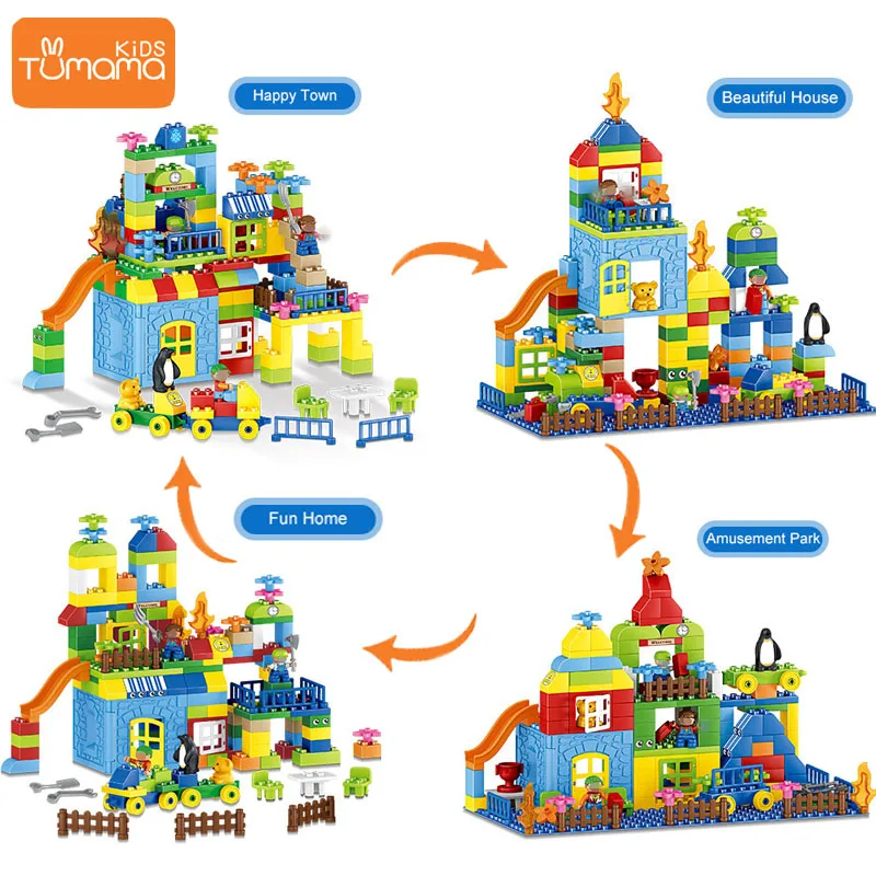 Tumama 160 шт. самоблокирующиеся кирпичи совместимые Legoed Duploed блоки для детей большой