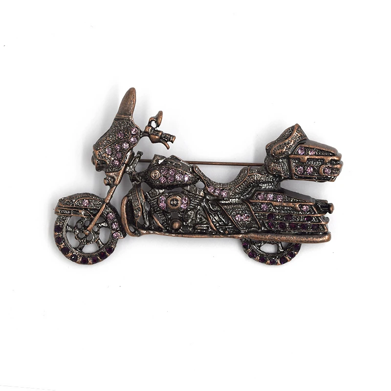 

Fashion Brooch Purple Rhinestone Motorcycle Pin brooches C082 D3