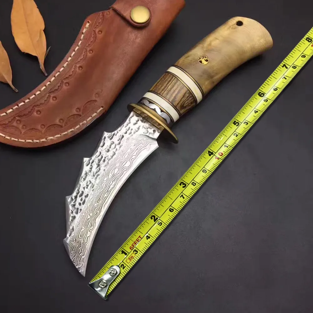 Arrival Collection Gift Damascus Small Fixed Knives Tactical Survival Handmade Mini Hunting Knife Outdoor Camping Rescue Knife. |