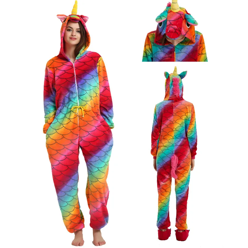 

2020 Winter pajamas set unisex adult unicorn cartoon anime sleepwear animal Kugurumi cosplay nightwear kongfu panda Pijama
