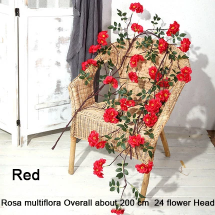 Rosa Red 200cm Xuanxiaotong сиреневые искусственные цветы лоза Магнолия цветок розы из ротанга для весны свадебная АРКА аксессуары подвесная настенная гирлянда - Цвет: Rosa Red 200cm