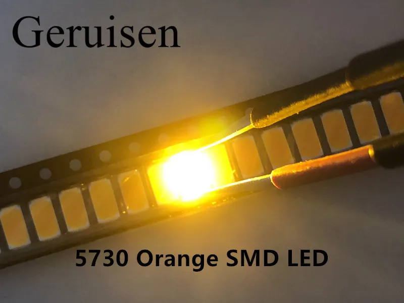 100 шт./оранжевый/янтарный 5630 5730 Smd лампы для Led светильник ультра яркий диод 600-610nm поверхностного монтажа диоды