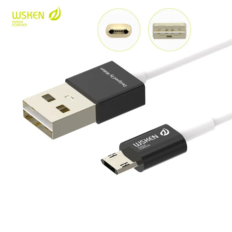 Wsken Двусторонняя Micro USB быстрая зарядка из металла кабель синхронизации данных