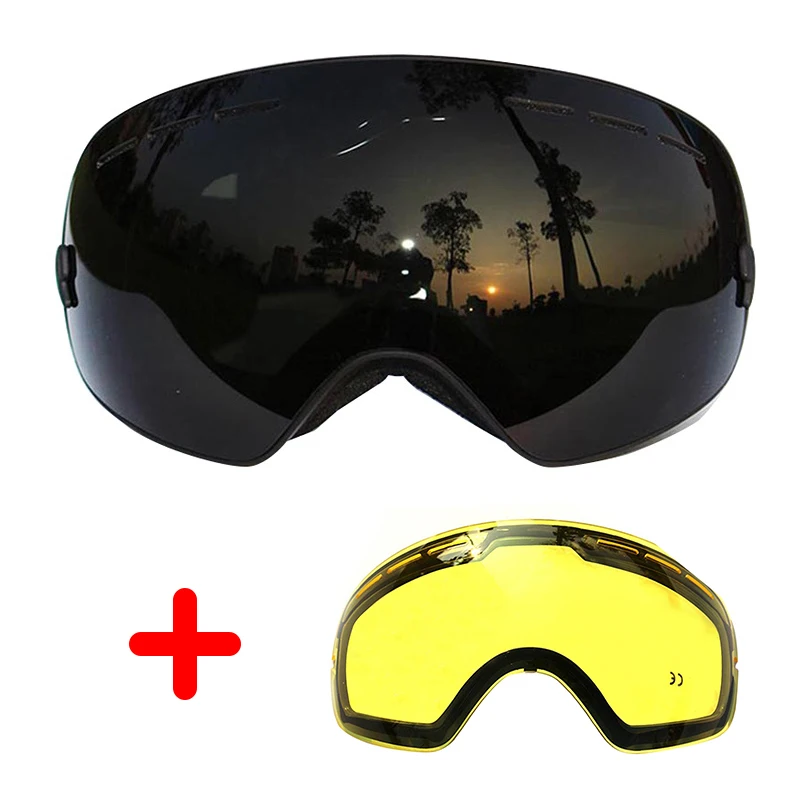 B and Lens COPOZZ лыжные очки UV400 двойные линзы Противотуманные Солнцезащитные очки для катания на лыжах сноуборде большие очки зимние сферические маски+ линзы - Цвет: B and Lens