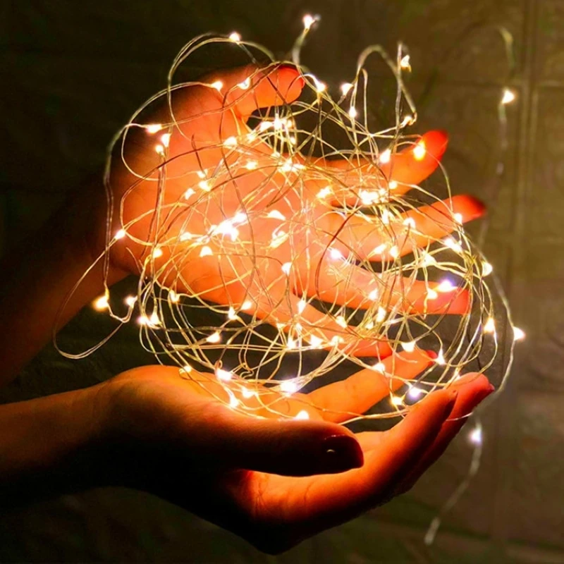 10 м DIY медная проволока гирлянда светодиодная на батарейках праздничный