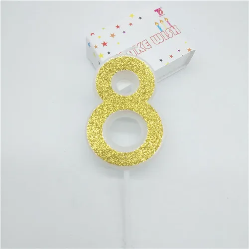 Number 8 Номер, для детей 0, 1 2 3 4 5 6 7 8 9 день рождения золотые свечи для детей украшение для торта ко дню рождения свечи для Свадебная вечеринка украшения поставки - Цвет: Number 8