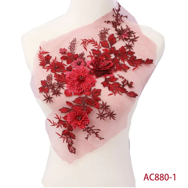 Rasolife 3D Flowers DI Patch Lace Applique Sew On Patches Floral embroidered flower applique For Wedding Dress AC880 | Дом и сад
