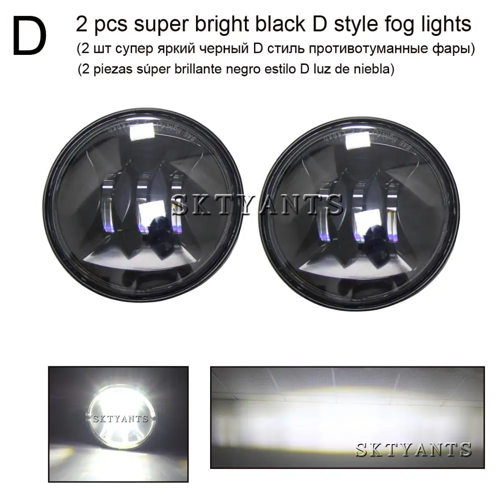 D black lamps 2 шт., 4,5 дюймов, светодиодный светильник для мотоцикла, вспомогательная лампа, кронштейн, аксессуары, противотуманный светильник, корпус 4 1/2, черный хром - Цвет: D black lamps