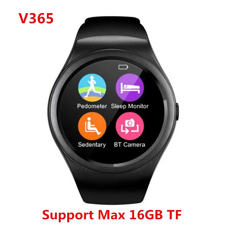 Лидер продаж 2017 года Bluetooth VER4.0 Smart Watch V365 mtk2502c для IOS OS смартфон красивый цвет 1.3 дюйма круглый экран IPS ЖК
